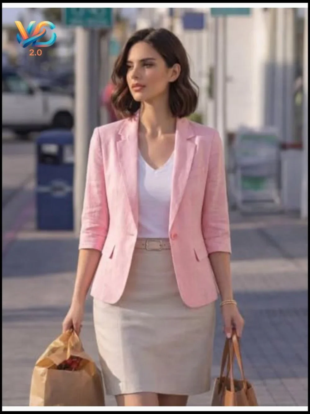 Linen Blazer Half Sleeve Casual Slim Fit Business Jacket Women's - Picture 3 of 5